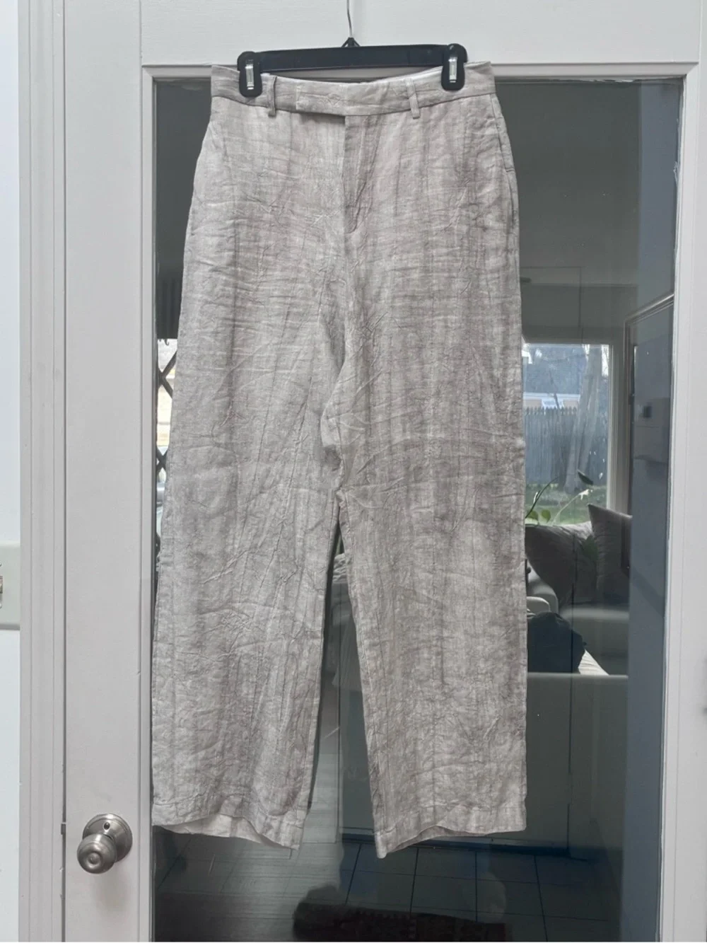 Zara 100% Linen Wide Leg Pants - Natural Crinkle - S - Picture 6 of 12
